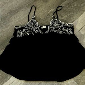 Elegant Black Lace Trim Cami Top